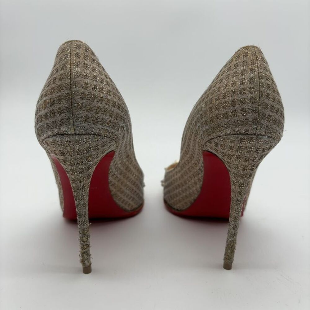 Christian Louboutin Follies Spikes Nell Lurex Fabric Heels - Picture 5 of 7